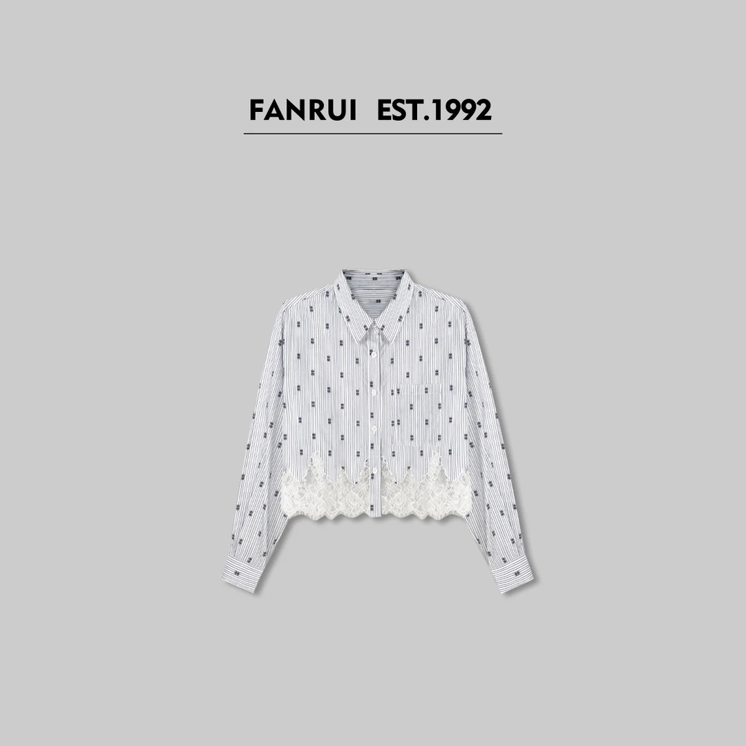 FANRUI/泛芮「海岛晴风 」蕾丝拼接时尚百搭洋气衬衫B14964