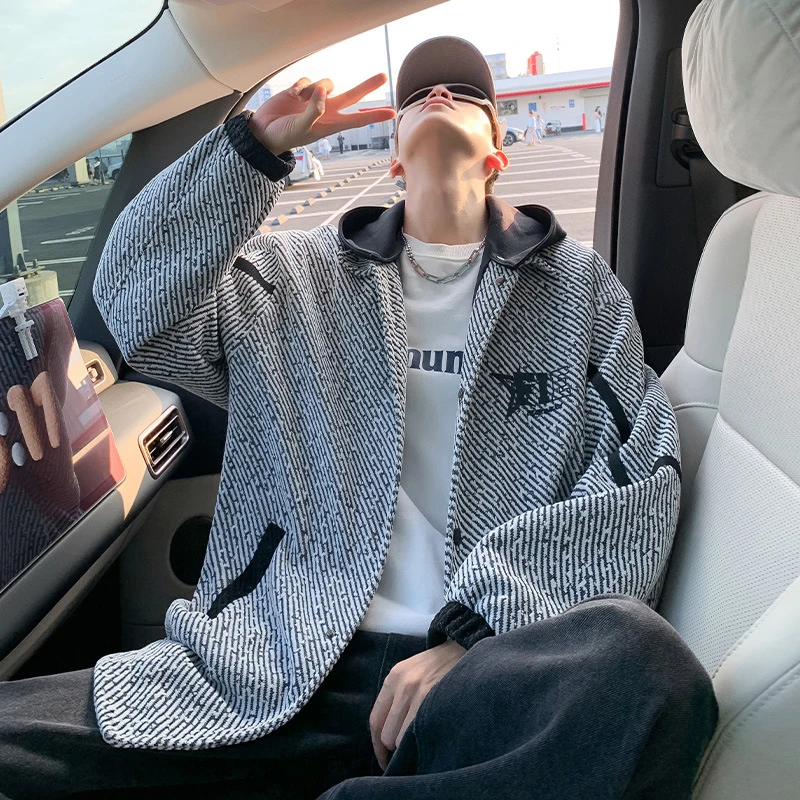 可拆卸连帽夹克男秋冬季2025新款休闲宽松外套ins大码潮牌上衣服