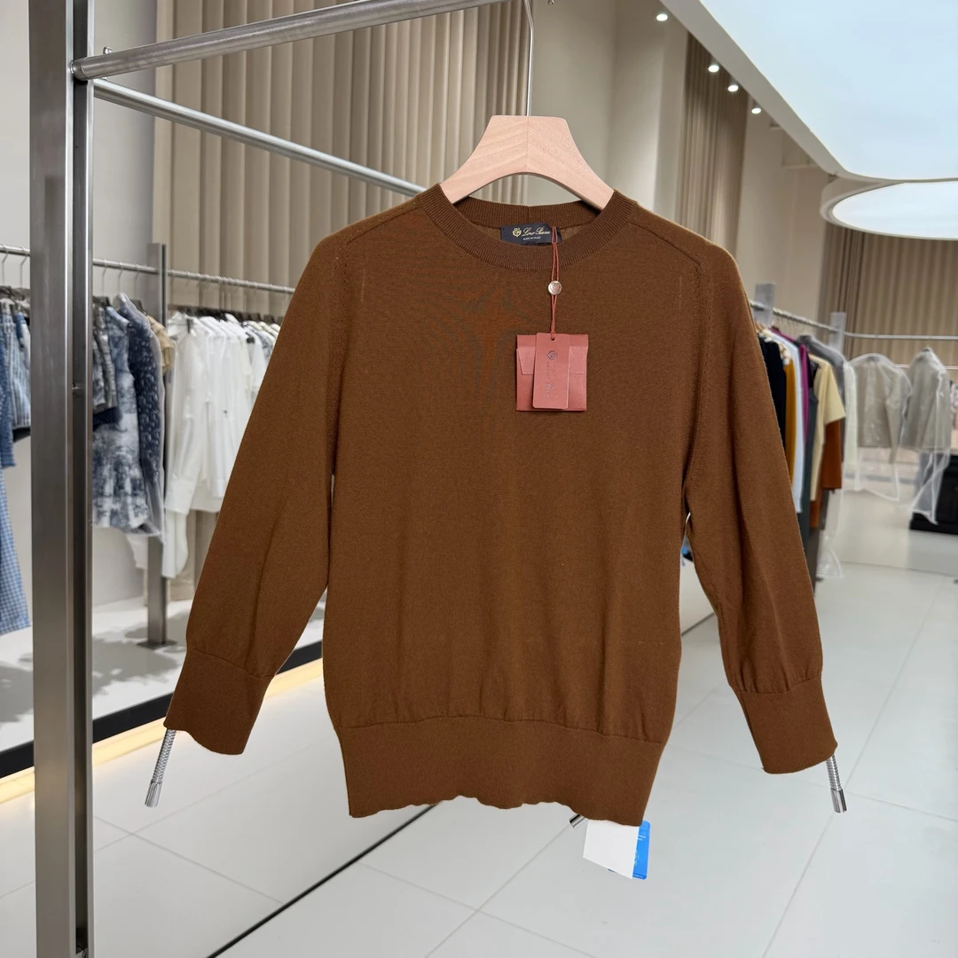 未使用 Loro Piana/诺悠翩雅 棕色羊绒毛衣上衣 40码 GM006195