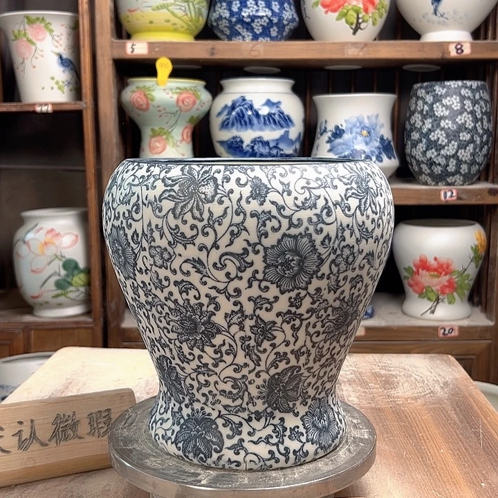 陶鱼尾复古青花瓷新款新款陶