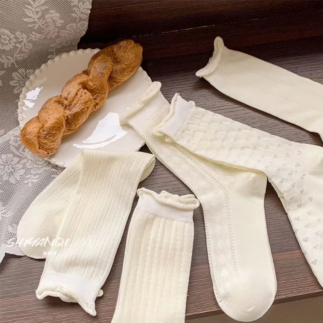 【5双装】甜系少女"有氧计划"组合装镂空薄款中筒袜-471