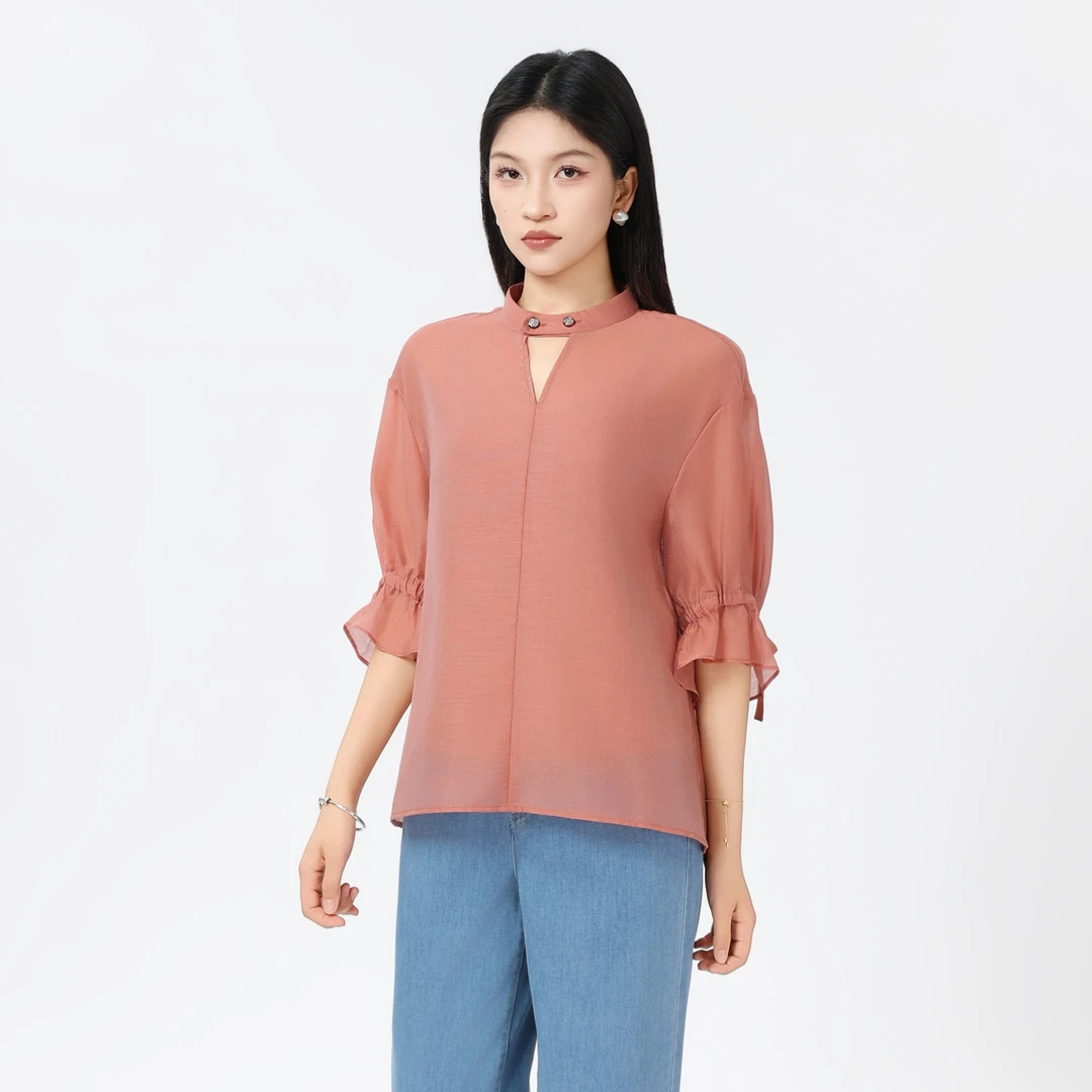 GIRDEAR/哥弟夏季新款时尚高级百搭新中式舒适衬衫-附内搭130016