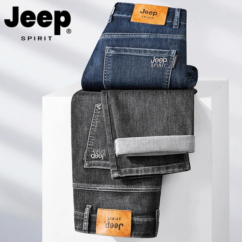JEEPSPIRIT吉普2025春夏新款男士商务牛仔裤休闲舒适直筒宽松百搭