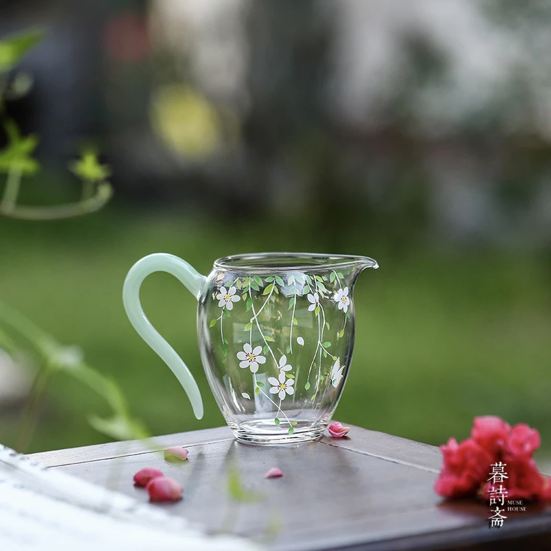 暮诗斋花朝草堂公道杯高透耐热玻璃分茶器功夫茶具茶海