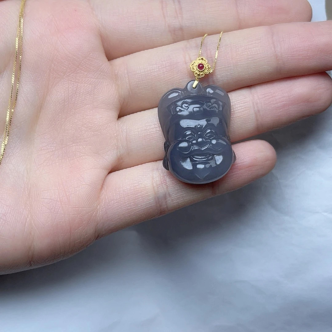 和田玉挂件0618K金镶嵌