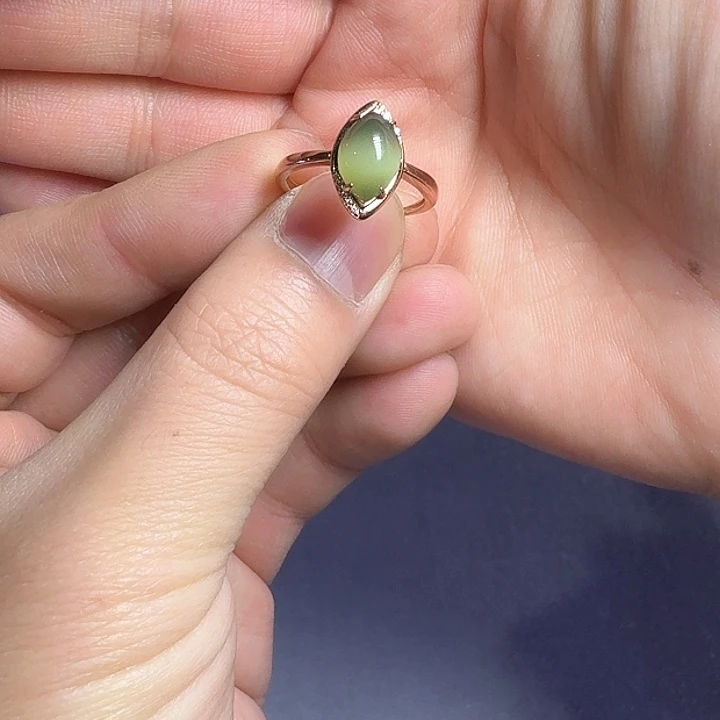 和田玉戒指银S925镶嵌