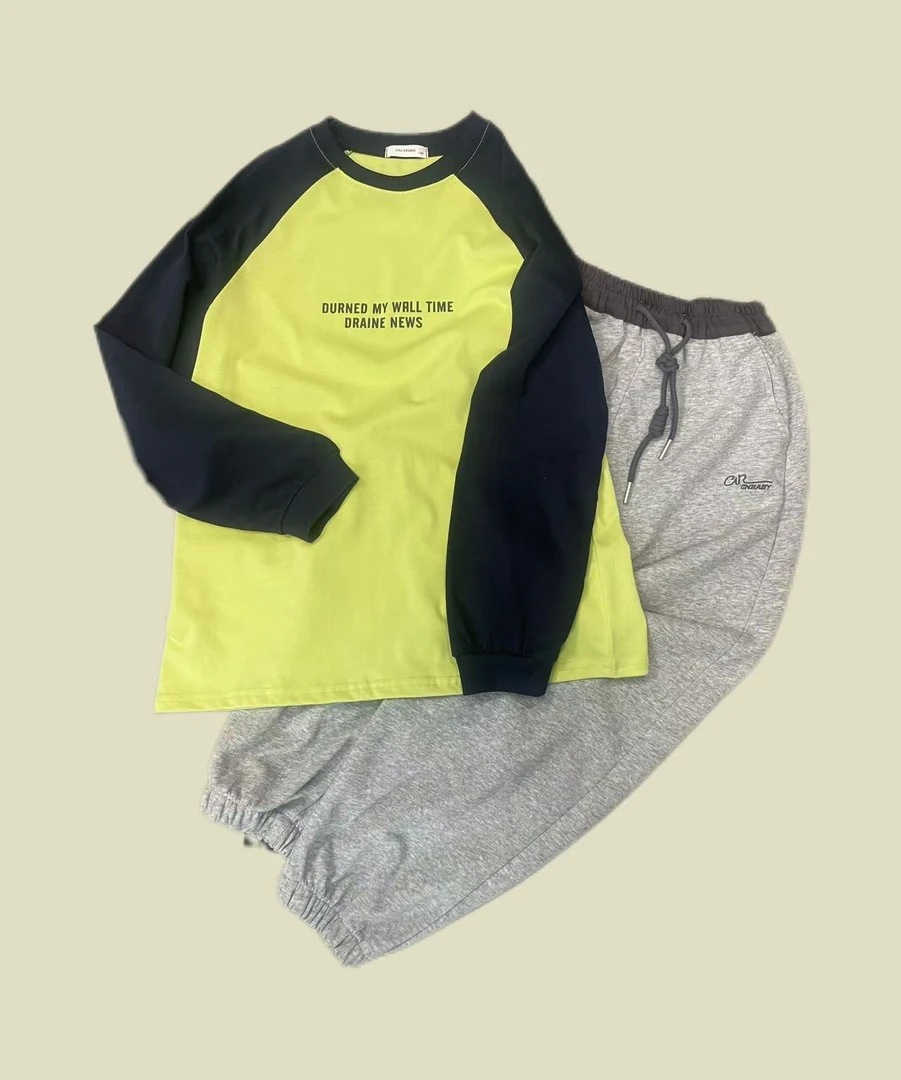 雪儿青少年男童806春季新款重工拼色长袖 t 恤中大童韩版