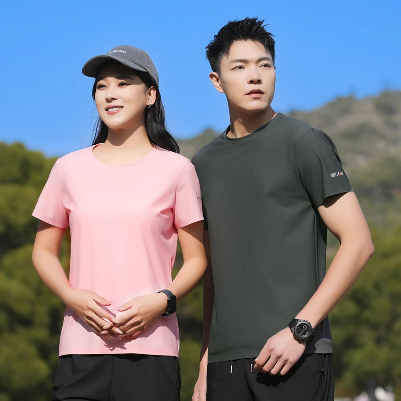 2025新款水波纹冰丝短袖T恤时尚运动透气薰衣草花香速干无痕圆领T