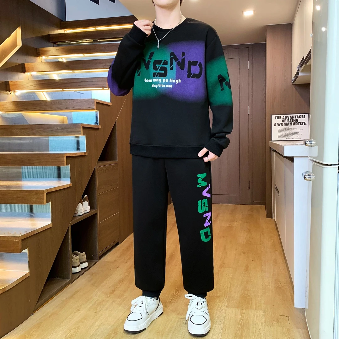 青少年运动套装男秋季新款长袖卫衣高中学生潮流休闲风初中生秋装