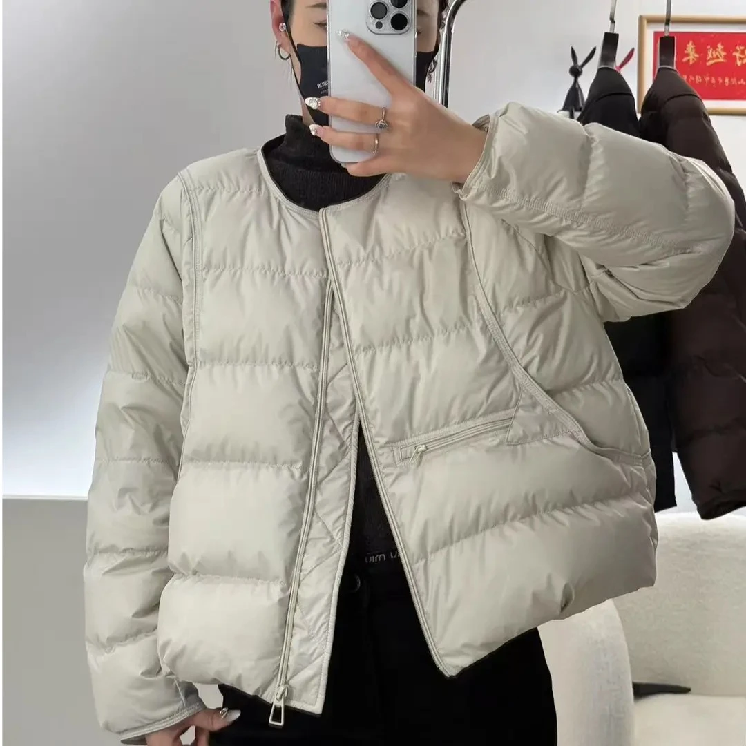 韩版简约轻薄款2025年秋季爆款棉服女宽松显瘦圆领小清新外套