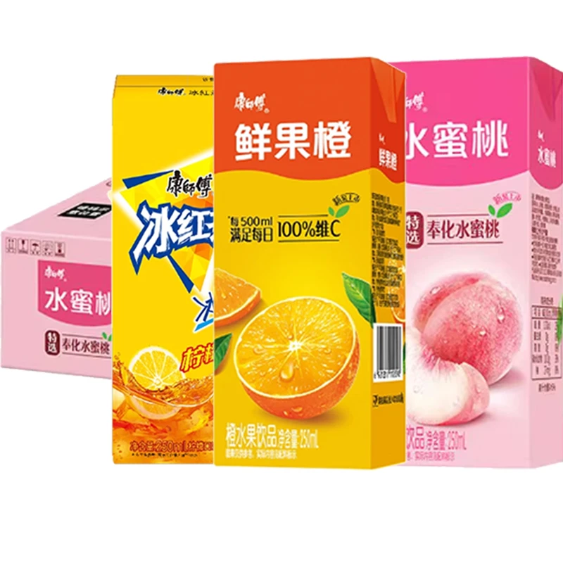 康师傅 饮料250ml纸盒装鲜果橙冰红茶多口味夏季休闲聚会果味饮品