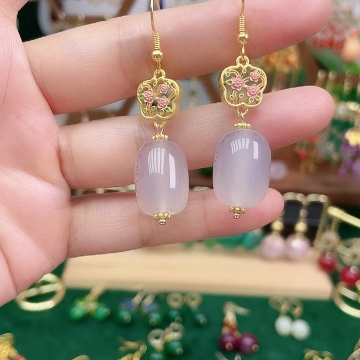合金耳饰玛瑙/玉髓