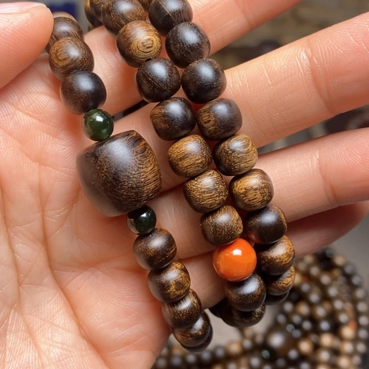 沉香手串越南芽庄紫棋瘤疤6×8设计