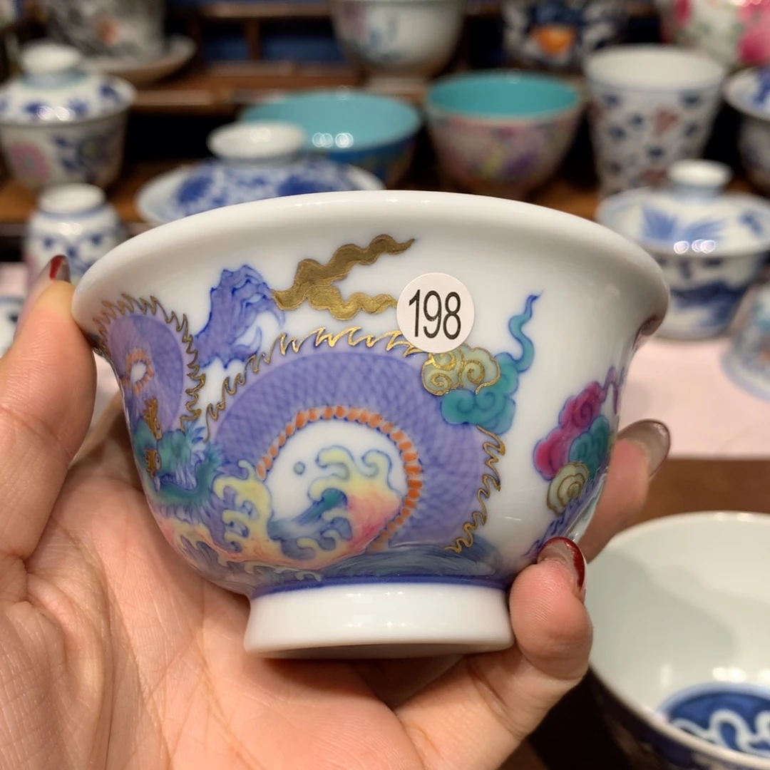 杯大*大198新斗彩龙纹压手啦啦啦啦