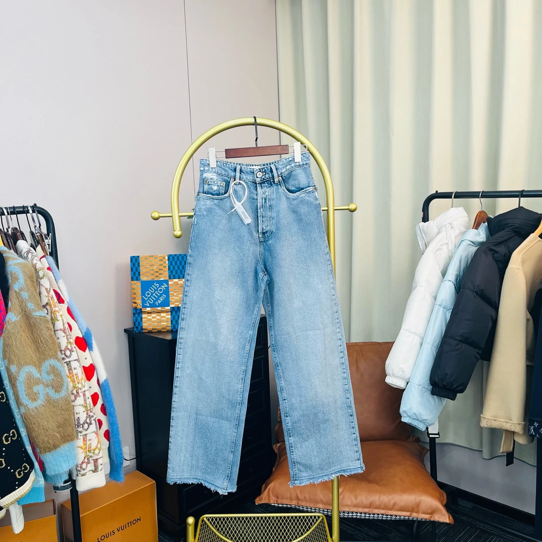 Miumiu/缪缪 蓝色背后logo牛仔长裤 26码 99新