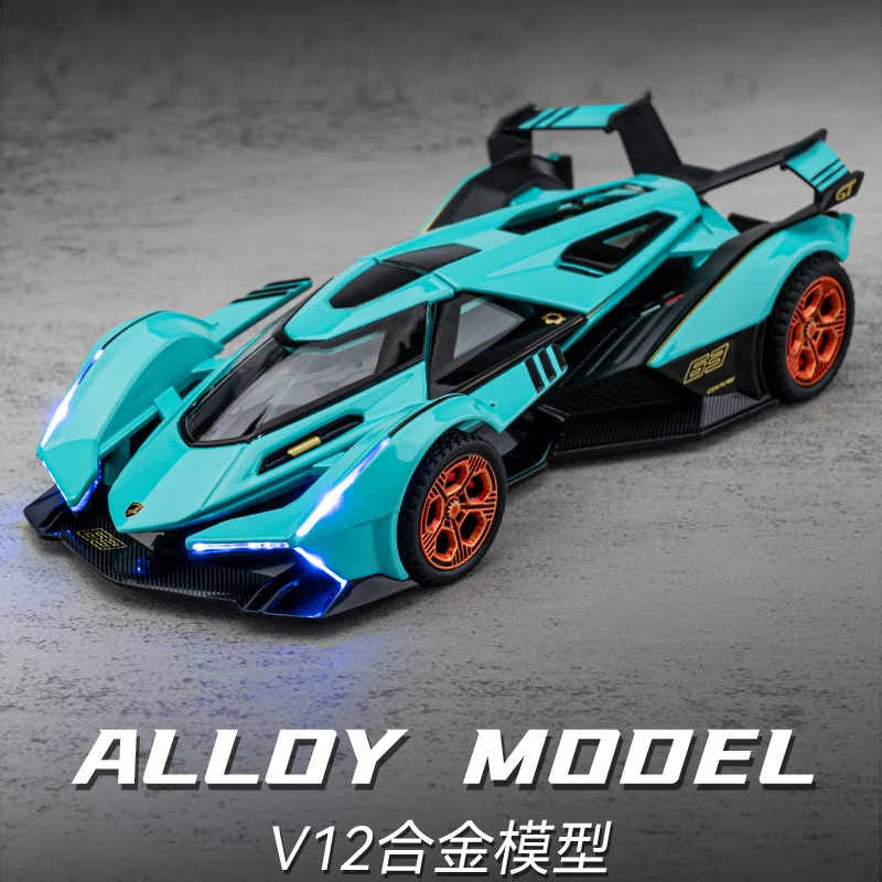 嘉业1比32兰博基尼V12合金汽车模型回力声光玩具仿真金属跑车礼物