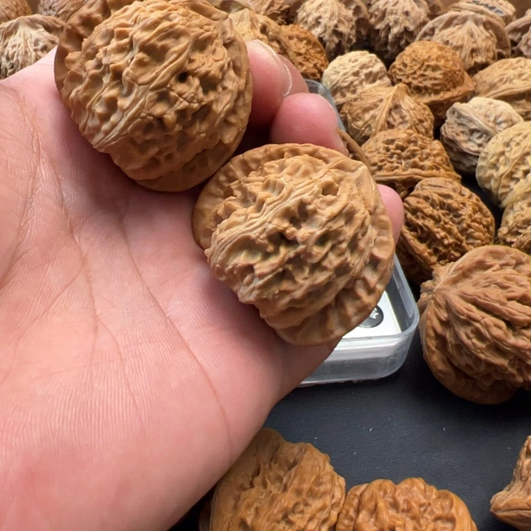 桃核吊坠文玩核桃,白狮子