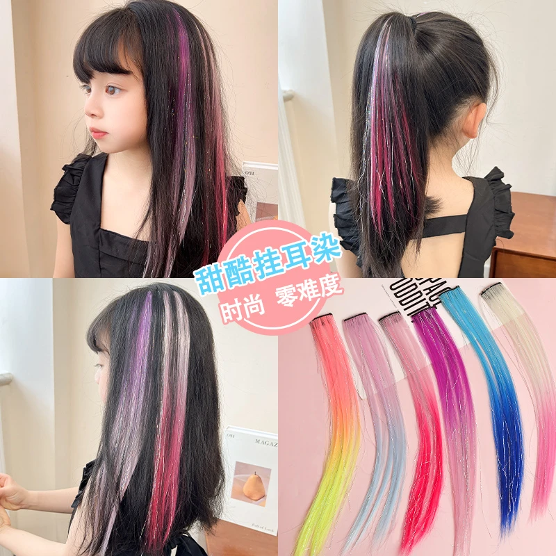 儿童彩色编发绳辫子七彩绑头发发饰发夹女童假发片嘻哈渐变色彩带