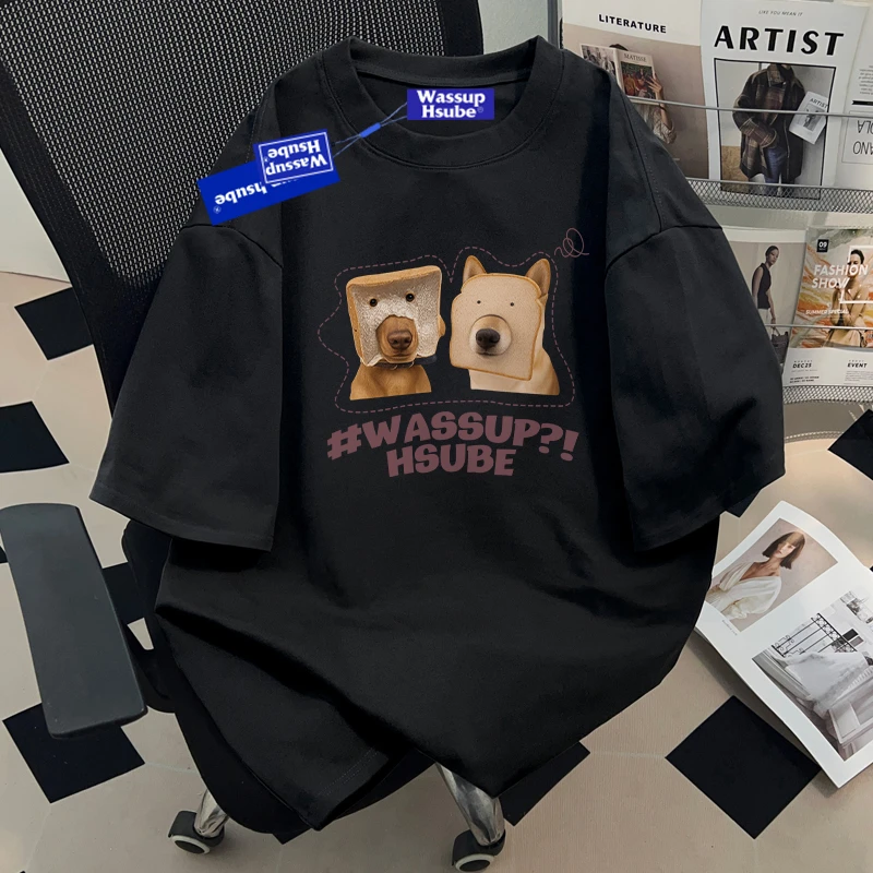 WASSUP HSUBE夏季美式潮流趣味短袖T恤2025新款青少年半袖体恤衫