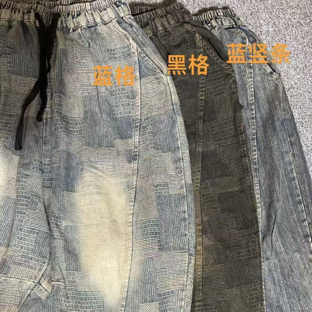 5192早秋新款提花牛仔炒色立体贴兜八分裤；裤长82臀围132