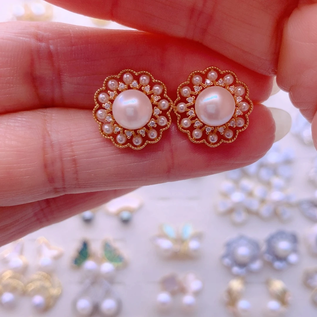 淡水珍珠耳饰合金