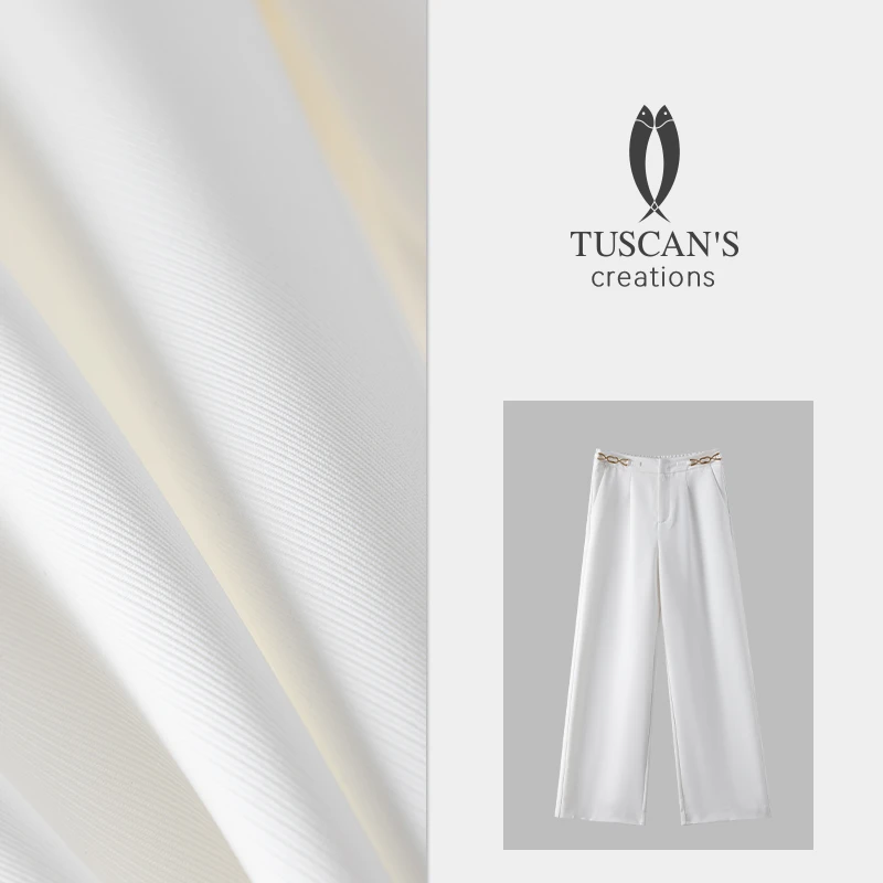 TUSCAN'S CREATIONS时尚百搭纯色垂感宽松直筒高腰女士休闲裤