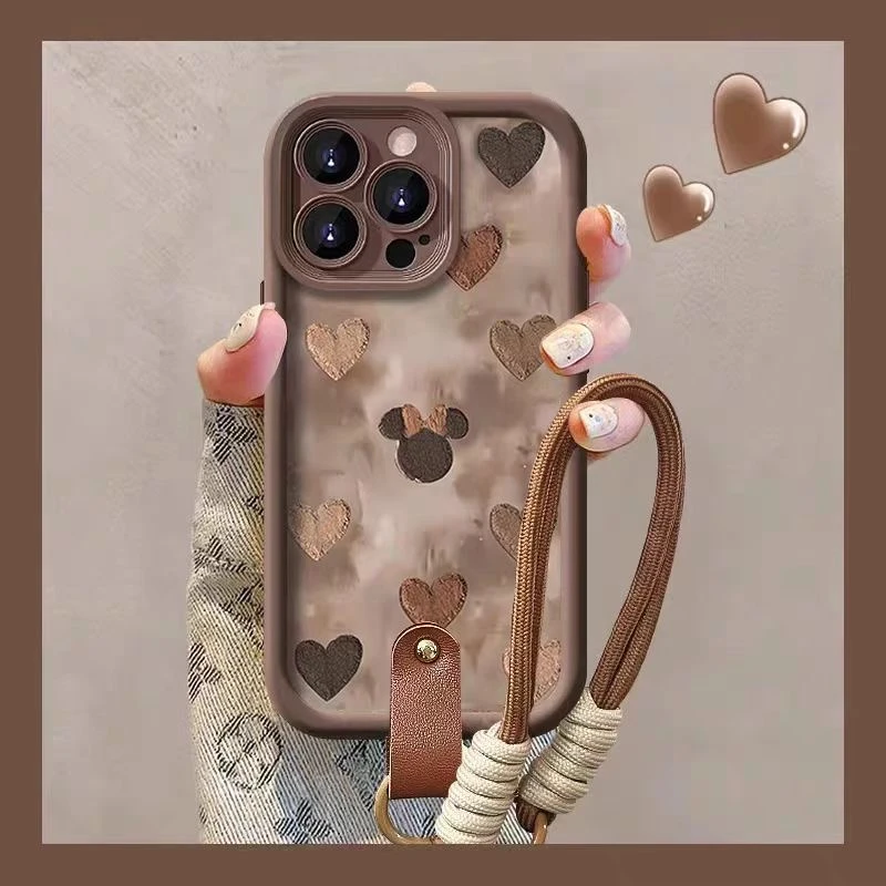 米奇头像爱心适用于苹果16Promax手机壳iPhone15挂绳14/13/12/11
