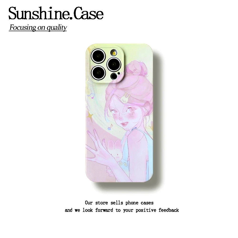 害羞少女软壳适用苹果oppo华为vivo小米手机壳防摔全包ins