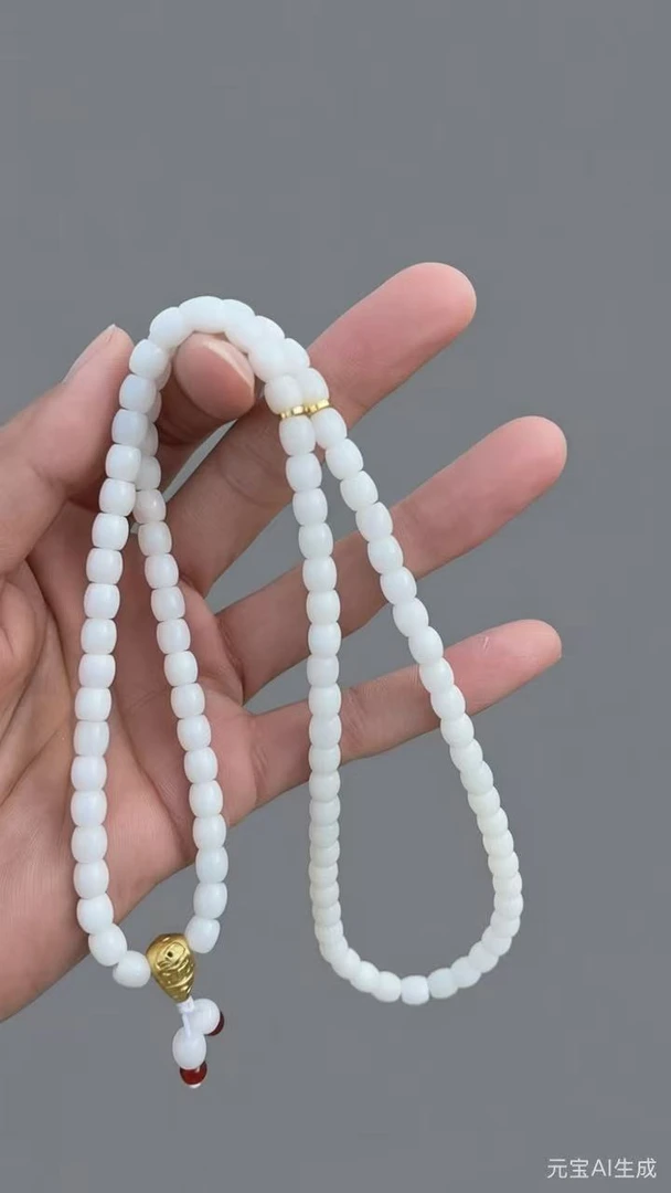 天然和田玉白玉玉米珠卡6项链