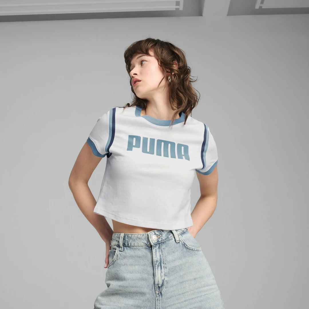 【滔搏联动】puma彪马女子流光风白蓝修身短款短袖63194602