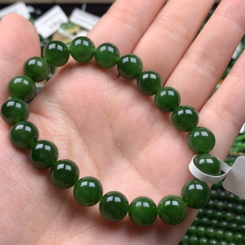 【闪购商品】未镶嵌手串和田玉（碧玉）10m菠菜绿无黑高货捡漏