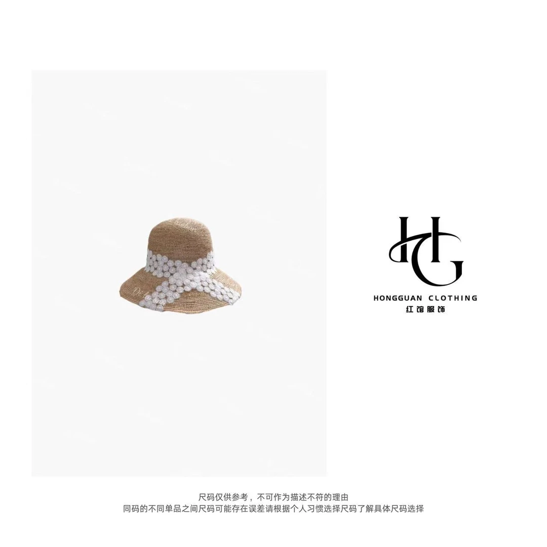 H·G【优雅草编帽】2138  新款时尚百搭蕾丝款小众遮阳草编帽