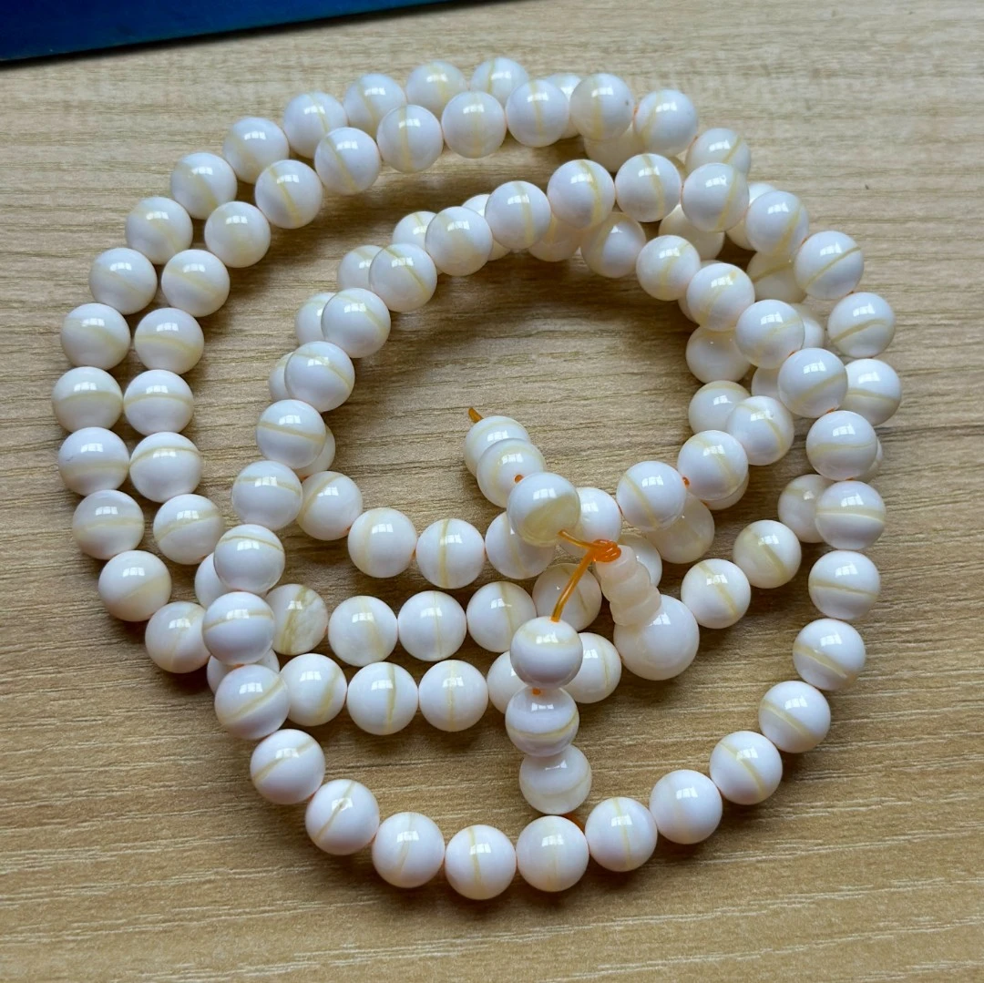 【腰缠万贯】金丝一线白嘟嘟108颗手链【老赵严选】-多样性发其一