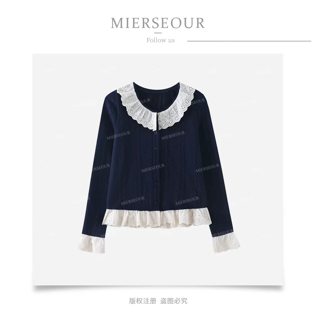 法式拼接假两件长袖针织衫2025秋新款显瘦设计感小众上衣TU29209