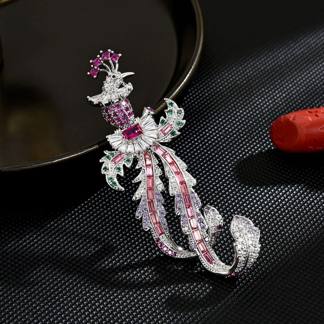 铜胸针 150 轻奢时尚高定款凤凰胸针7x2.8厘米