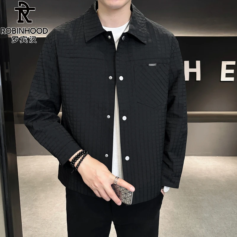 罗宾汉/ROBINHOOD夹克男春秋季潮牌痞帅翻领外套休闲百搭工装上衣