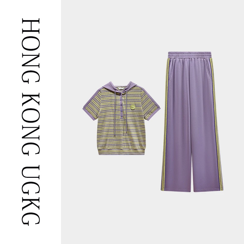 香港UGKG妈妈夏装短袖运动套装洋气运动女装休闲两件套73252ZH129