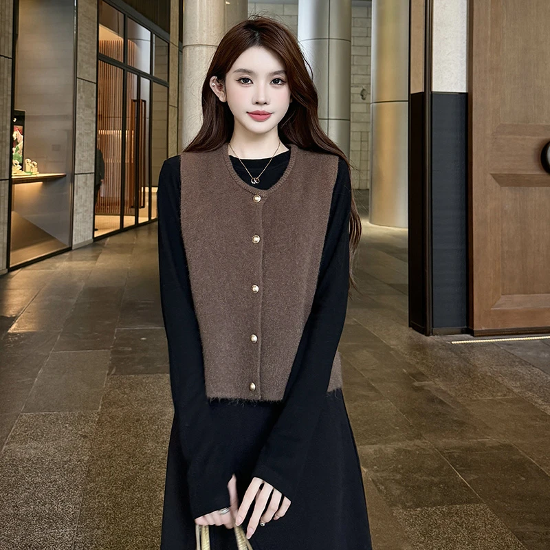 新款软糯针织马夹女毛衣2025韩版宽松马夹背心百搭坎肩外穿上衣潮