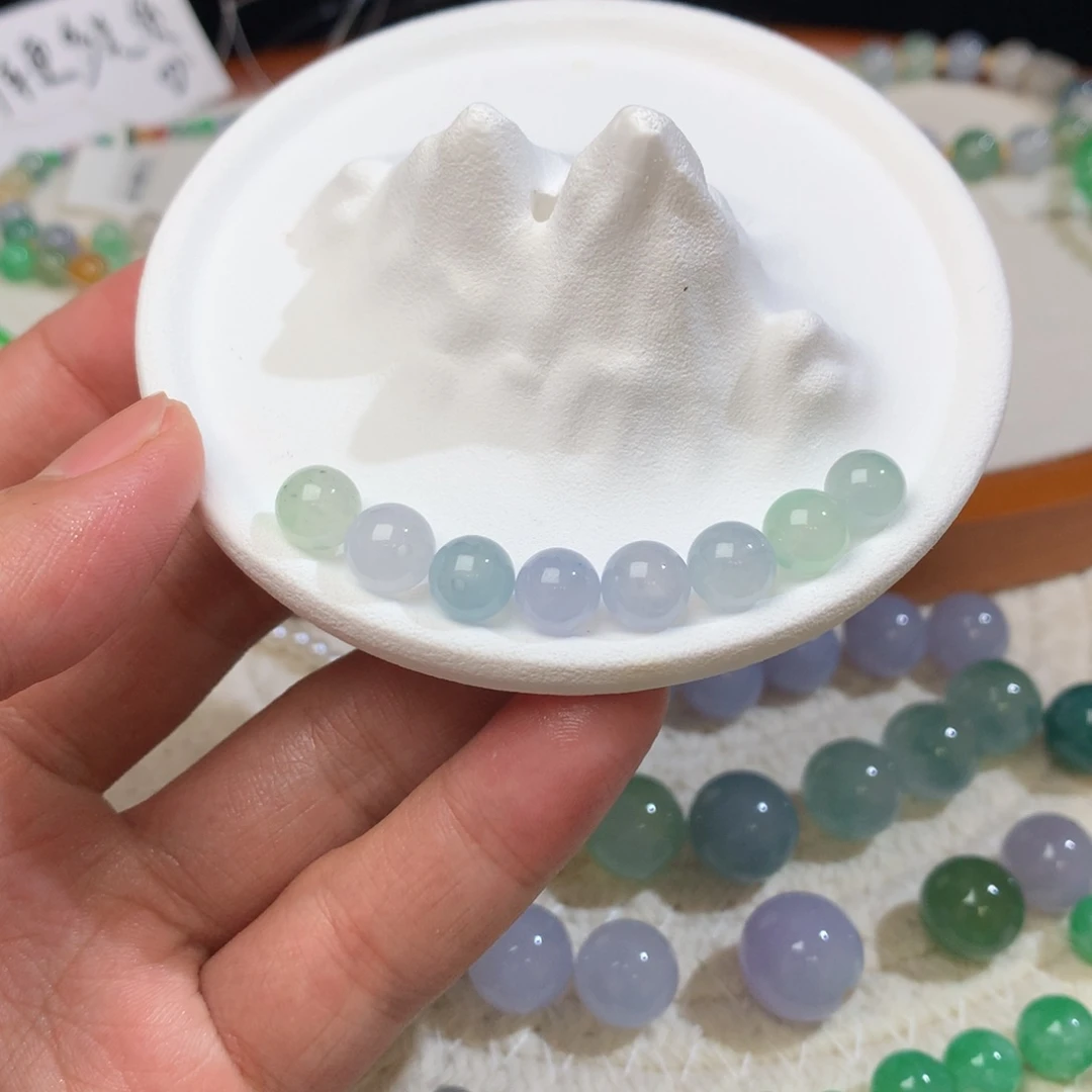 翡翠散珠马卡龙单珠一组