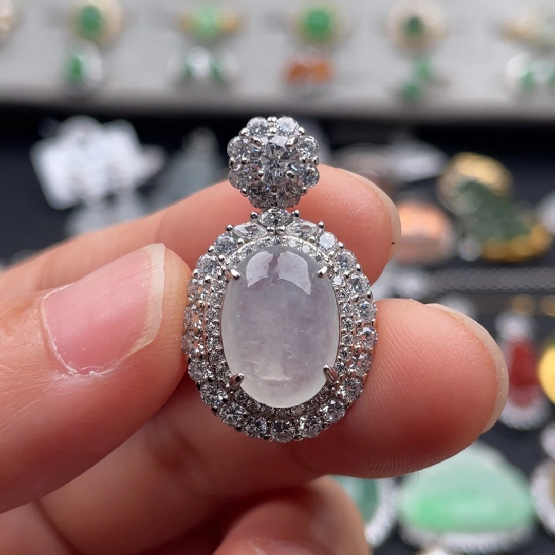 翡翠银S925镶嵌吊坠(不含链)