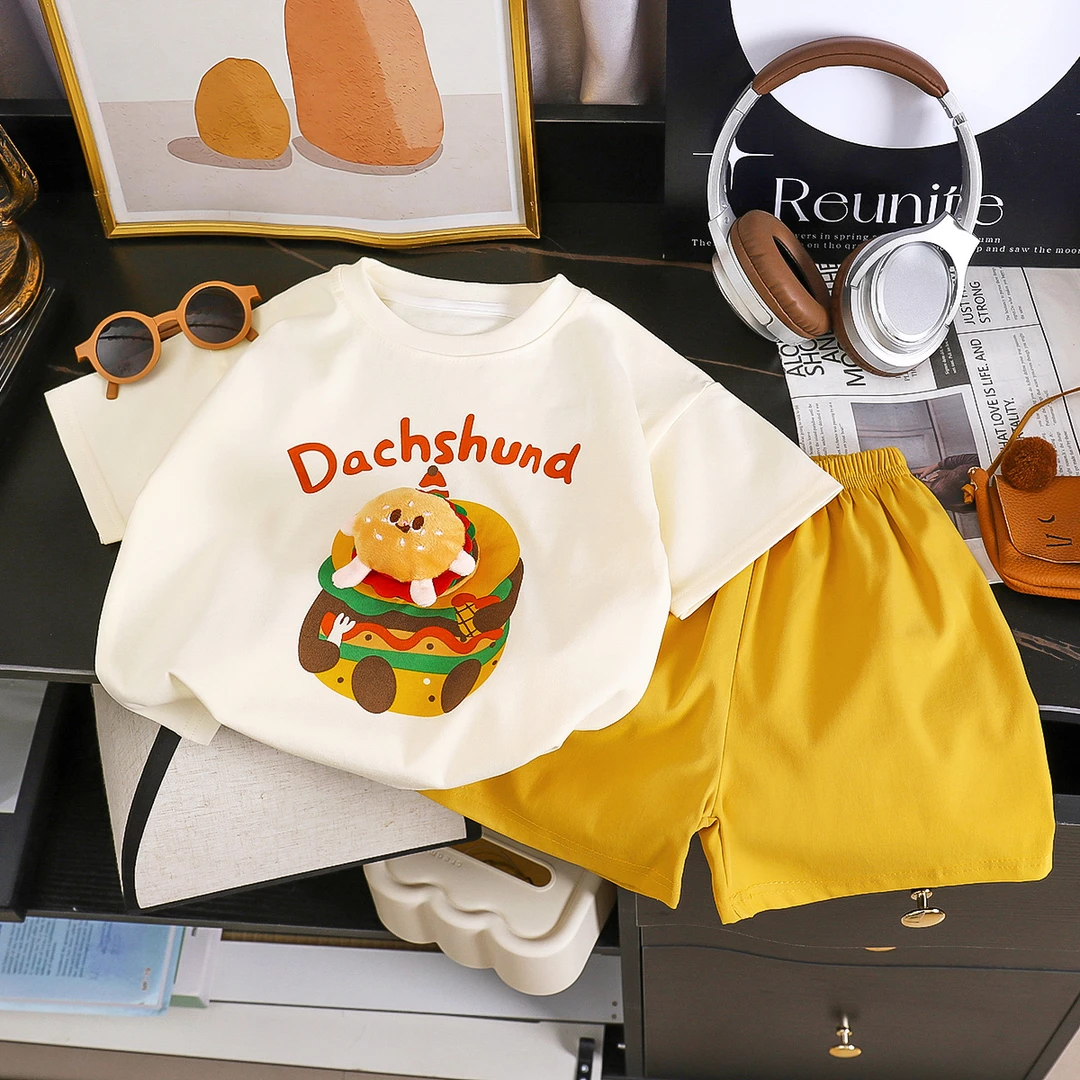 【买上衣送短裤】儿童纯棉短袖立体玩偶短袖T恤夏装2025短袖