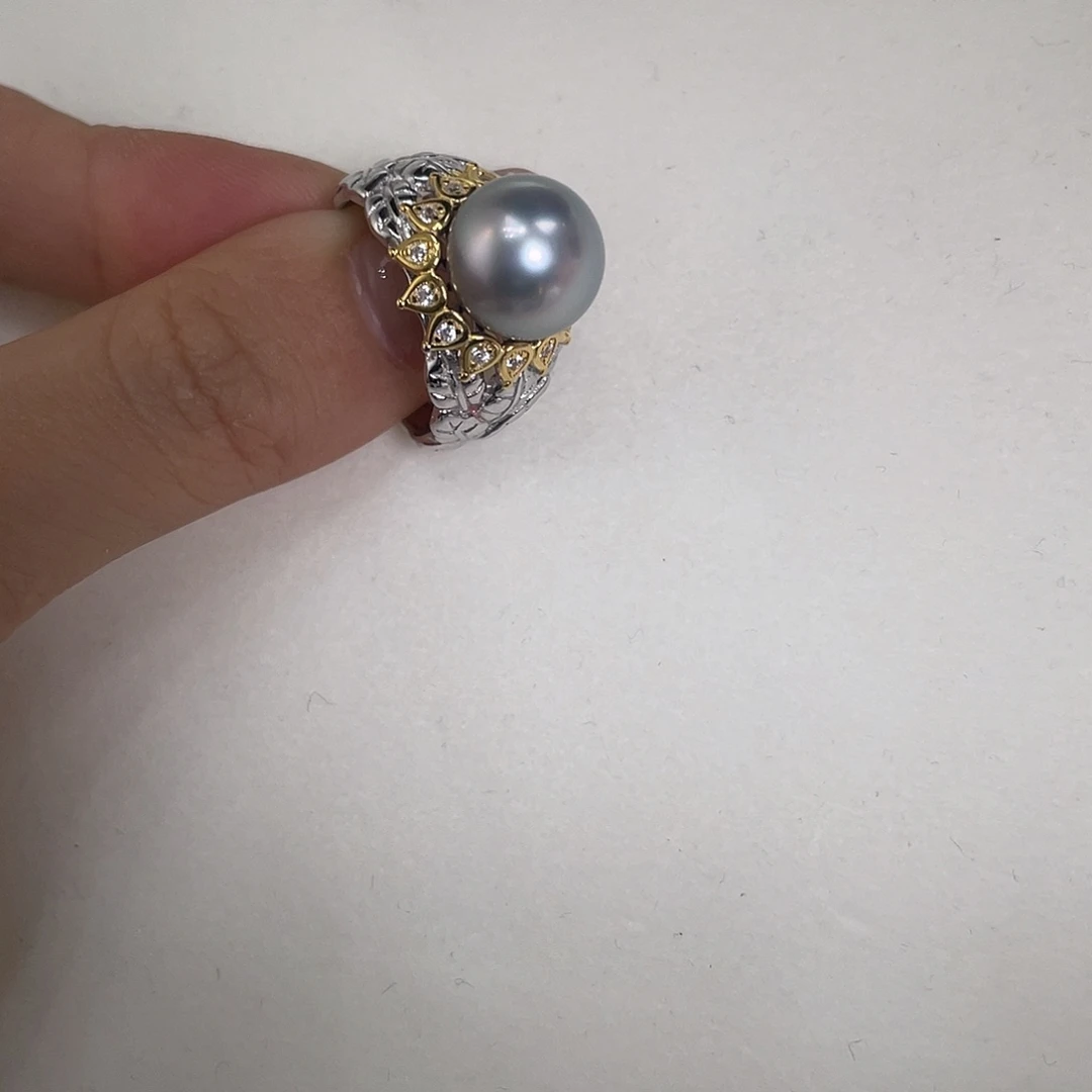 银S925镶嵌戒指海水珍珠