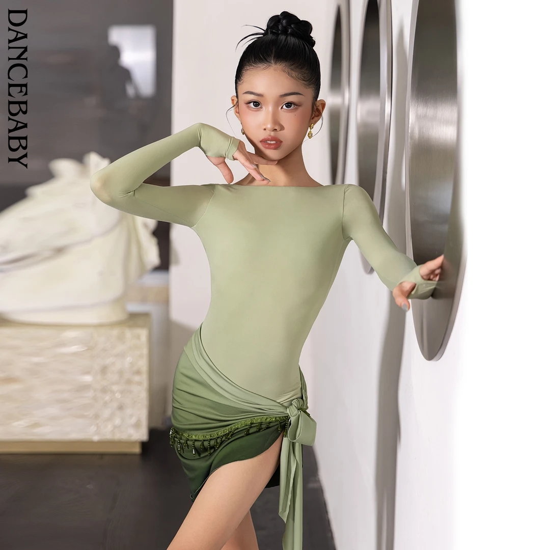 Dancebaby拉丁舞服女童2025新款练功服日常舞蹈服高级感套装D45
