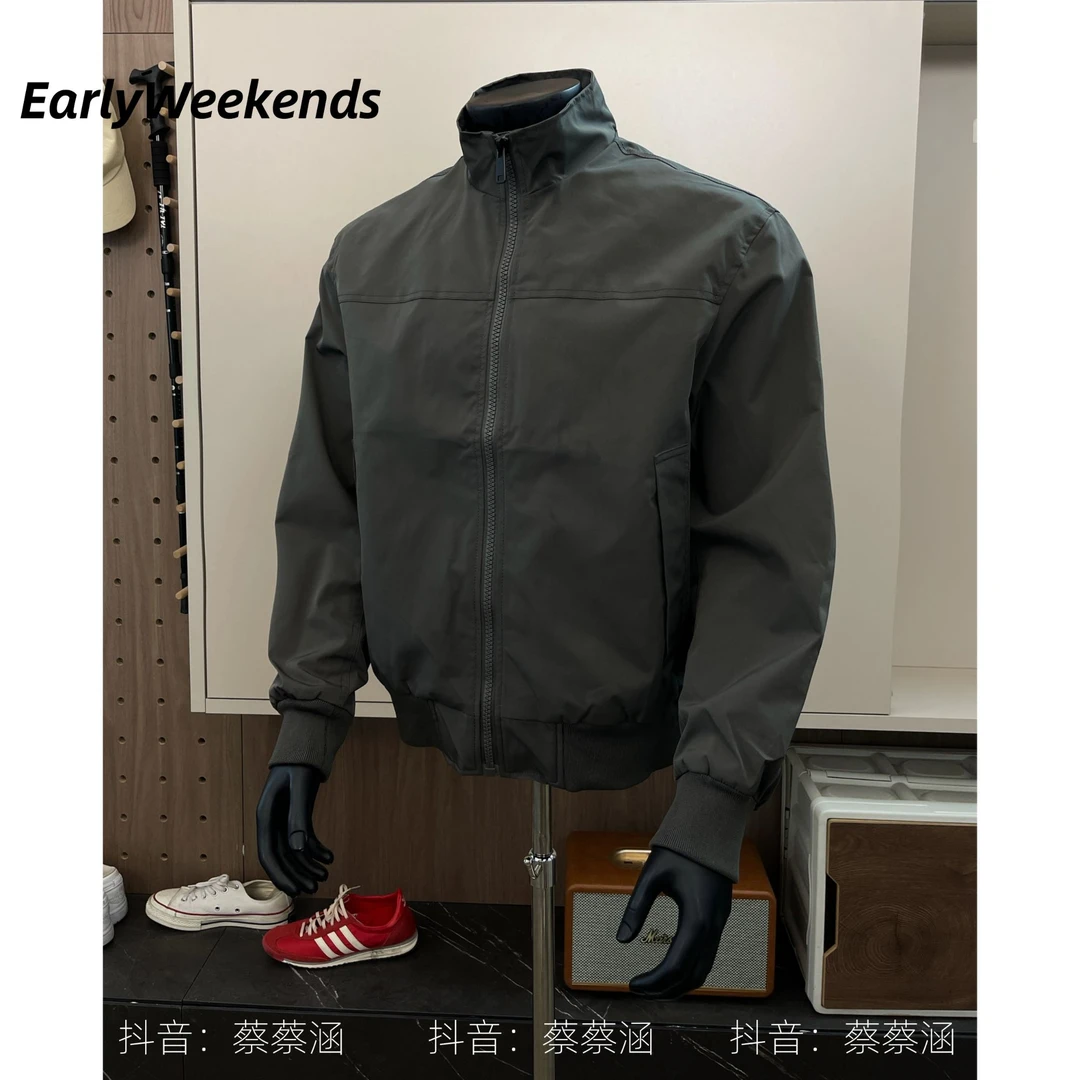 周末早起 美式教练立领休闲三防夹克纯色工装户外百搭春秋外套男