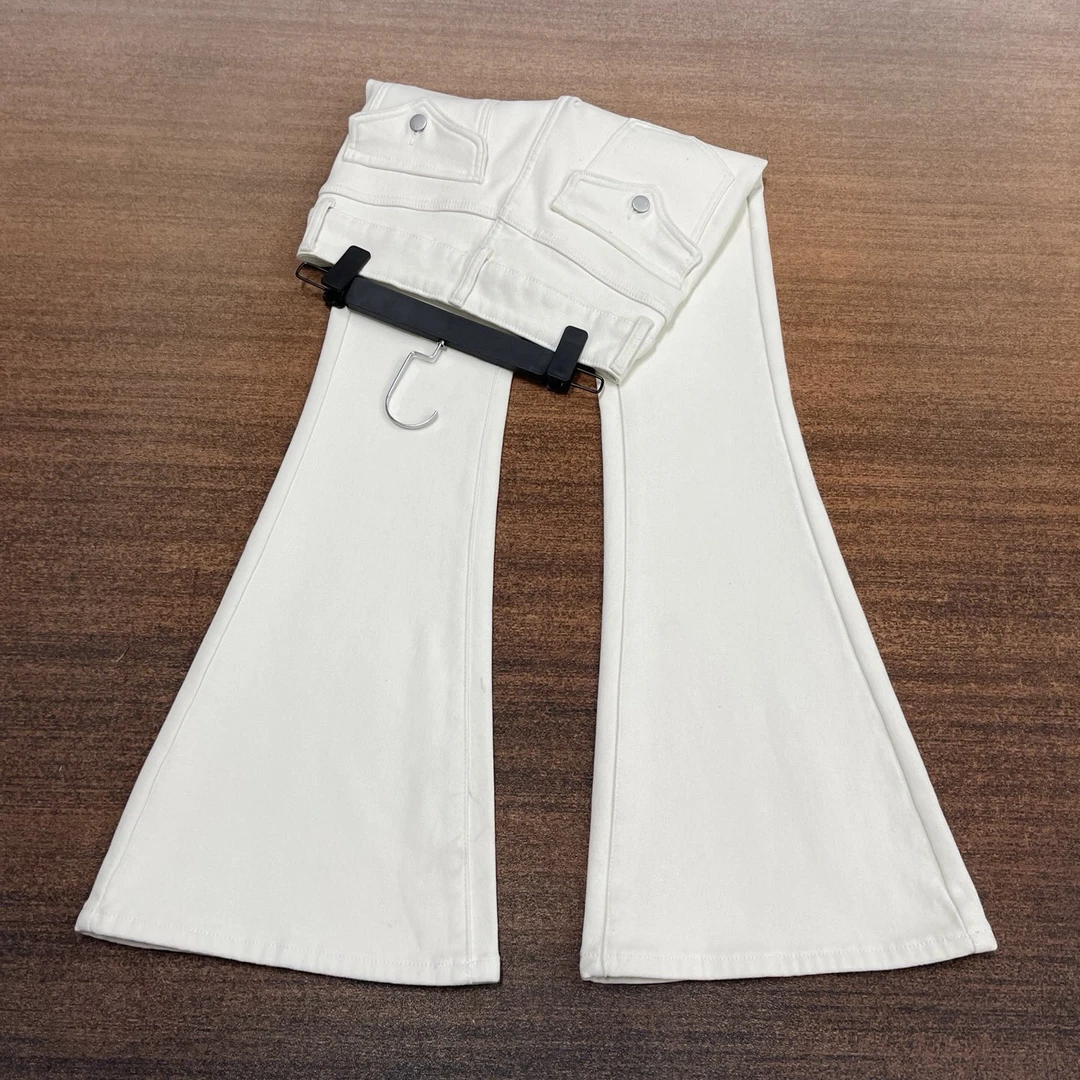 #B13-8891 加绒-厚绒 米白美式兜盖口袋款女神裤 高弹（不换退）