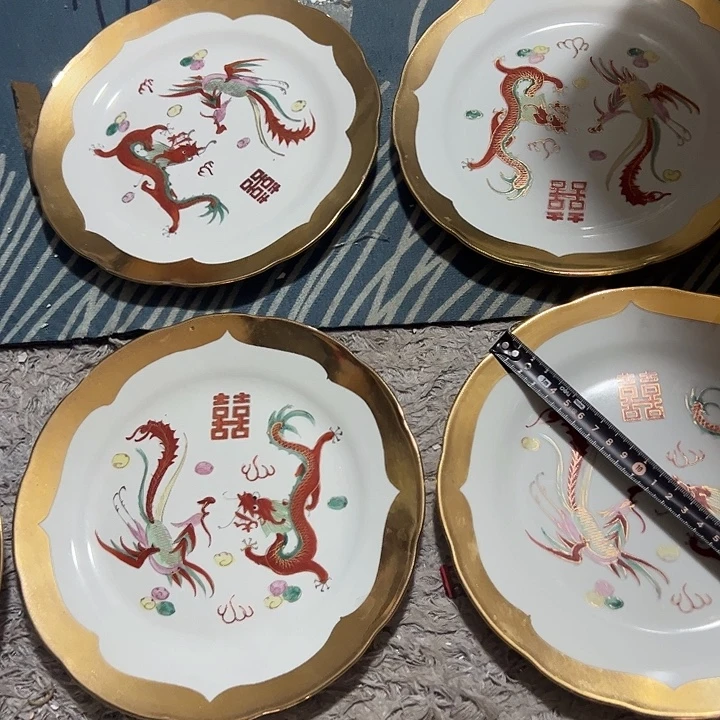 @***花瓷片22.5厘米平4个