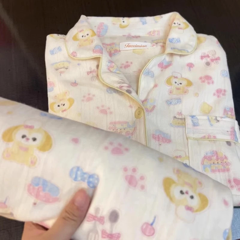 黄油饼饼睡衣女款春秋季纯棉长袖卡通可爱秋天学生甜美家居服套装