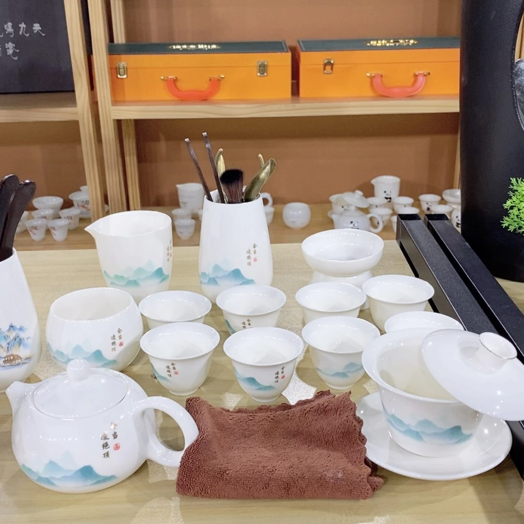 瓷片高端羊脂玉瓷会当21头