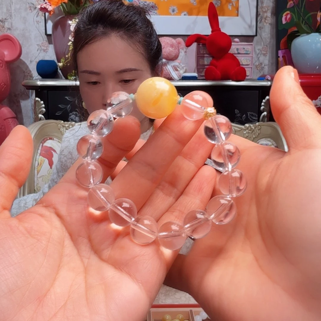 水晶手串18K金镶嵌手串