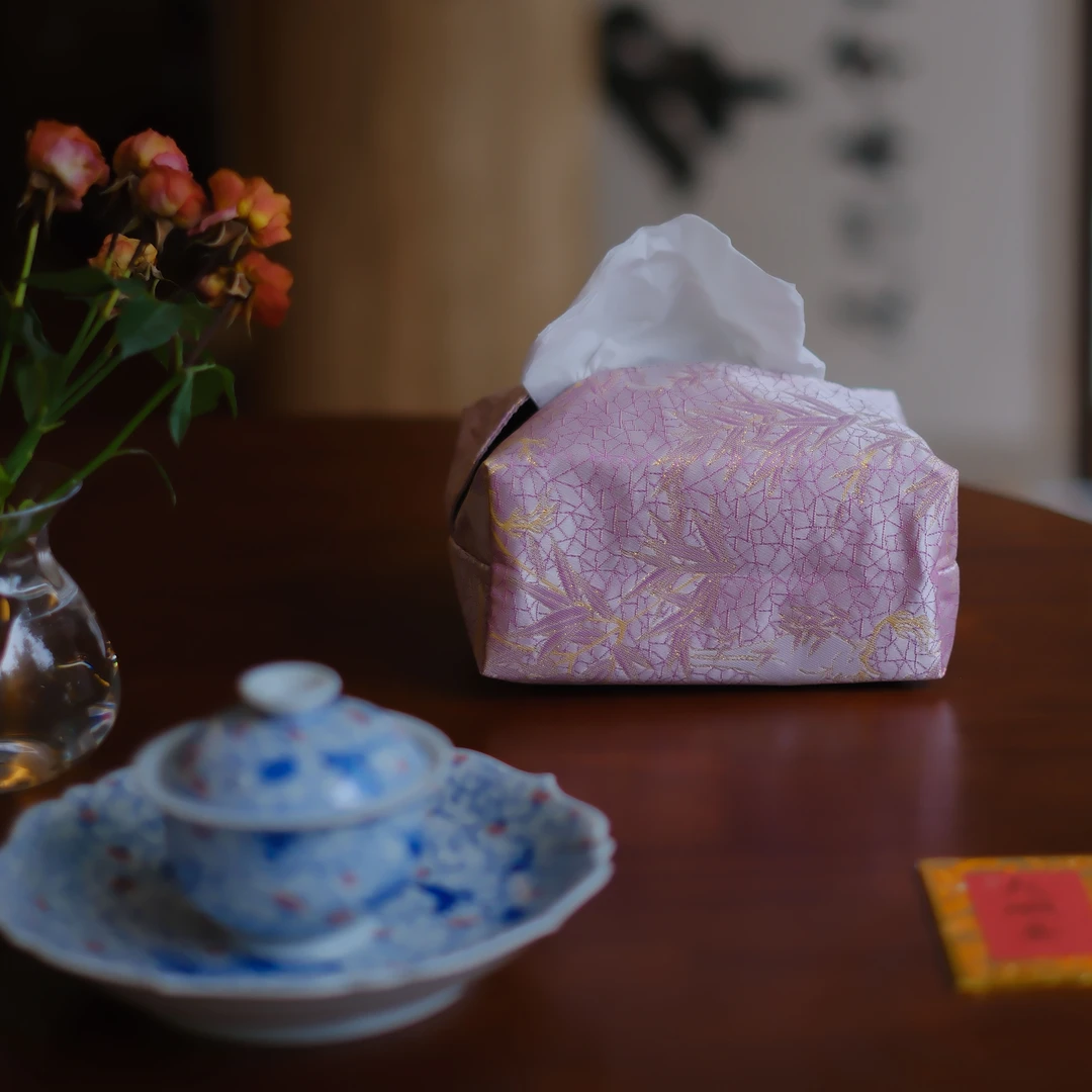大碗茶器【鹿寻金竹】纸巾包手工抽纸盒布艺纸巾盒中式小清新织锦缎